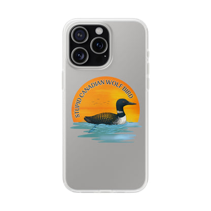 Stupid Canadian Wolf Bird Phone Case | Loon Sunset Hockey Design
