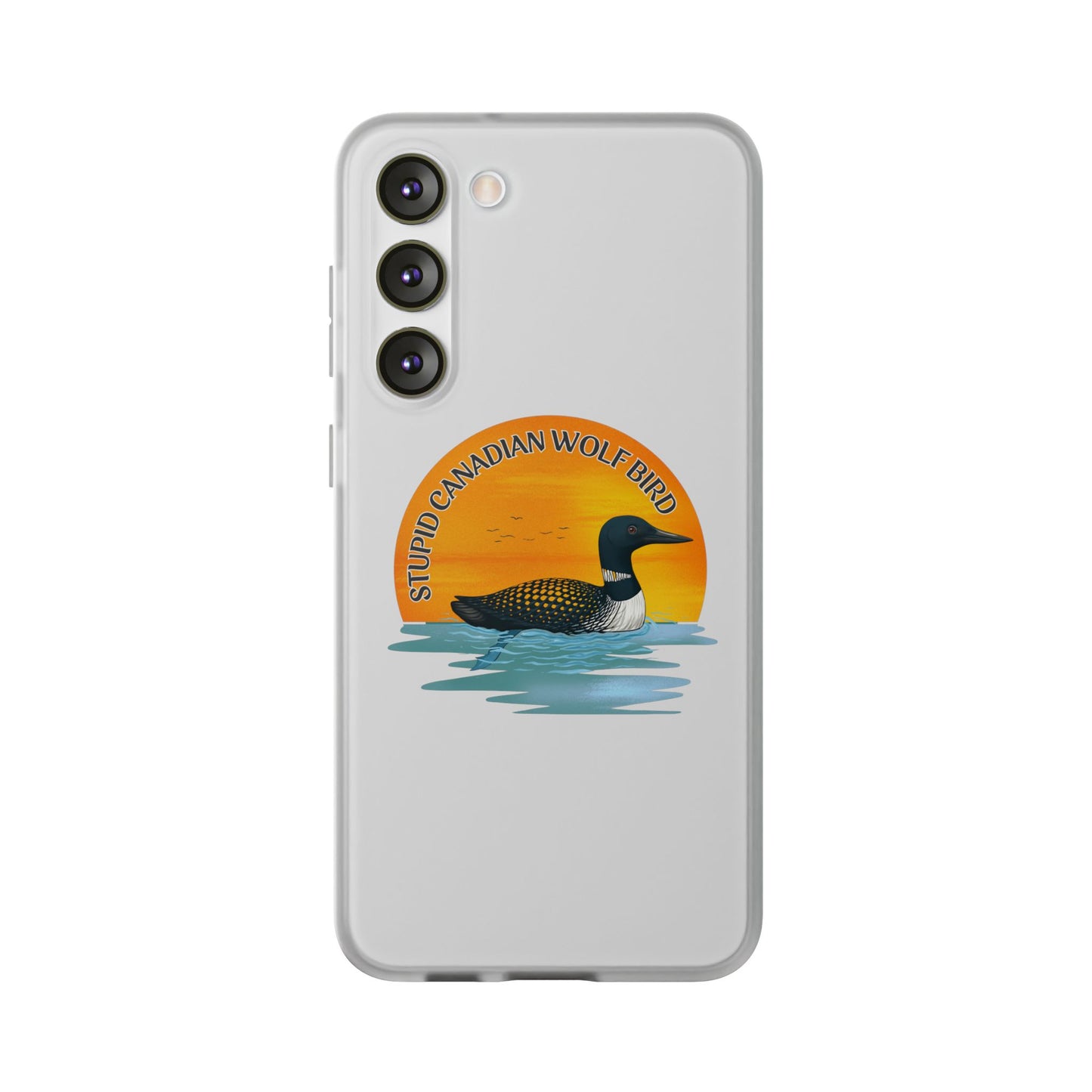 Stupid Canadian Wolf Bird Phone Case | Loon Sunset Hockey Design