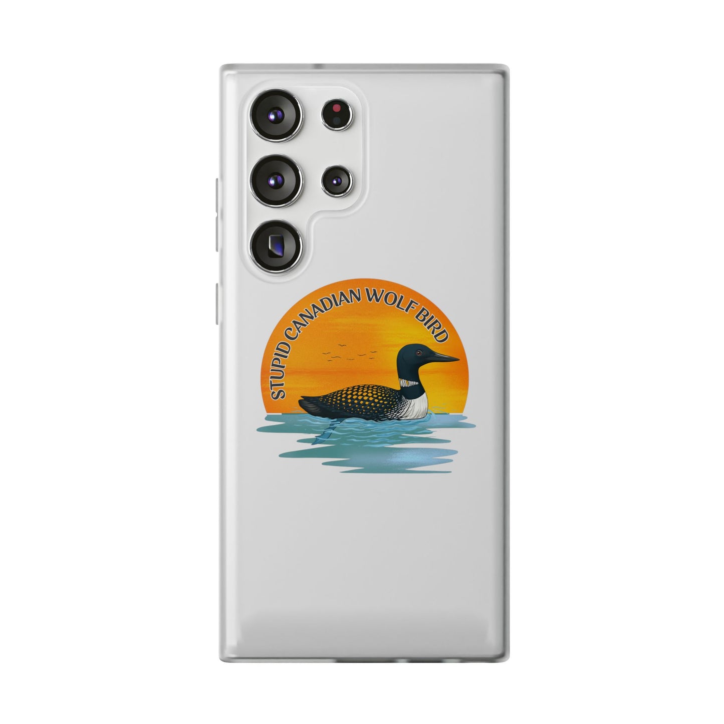 Stupid Canadian Wolf Bird Phone Case | Loon Sunset Hockey Design
