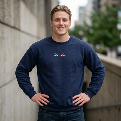 XOXO Hockey Crewneck Sweatshirt | Minimal Embroidered Cozy Pullover