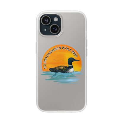 Stupid Canadian Wolf Bird Phone Case | Loon Sunset Hockey Design