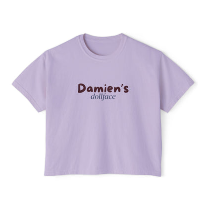 Damien's Dollface Women's Boxy Tee | Booktok Inspired Quotes and Lines | Statement Tee | Everyday Wear