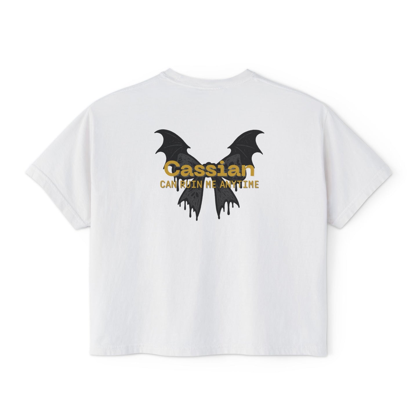 Trendy Women's Boxy Tee, 'Cassian Can Ruin Me', ACOTAR Series Fandom Shirt, Casual Fashion Top, Perfect for Everyday Wear, Goth Aesthetic Shirt