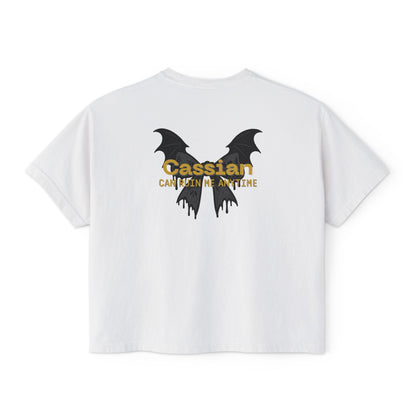 Trendy Women's Boxy Tee, 'Cassian Can Ruin Me', ACOTAR Series Fandom Shirt, Casual Fashion Top, Perfect for Everyday Wear, Goth Aesthetic Shirt