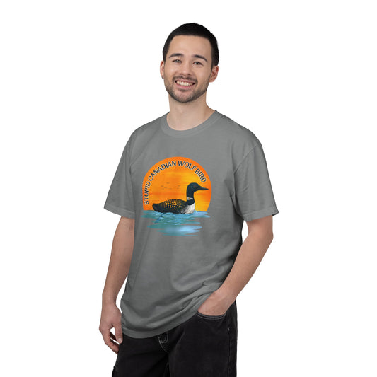 Stupid Canadian Wolf Bird Shirt | Loon Sunset Hockey Romance Tee