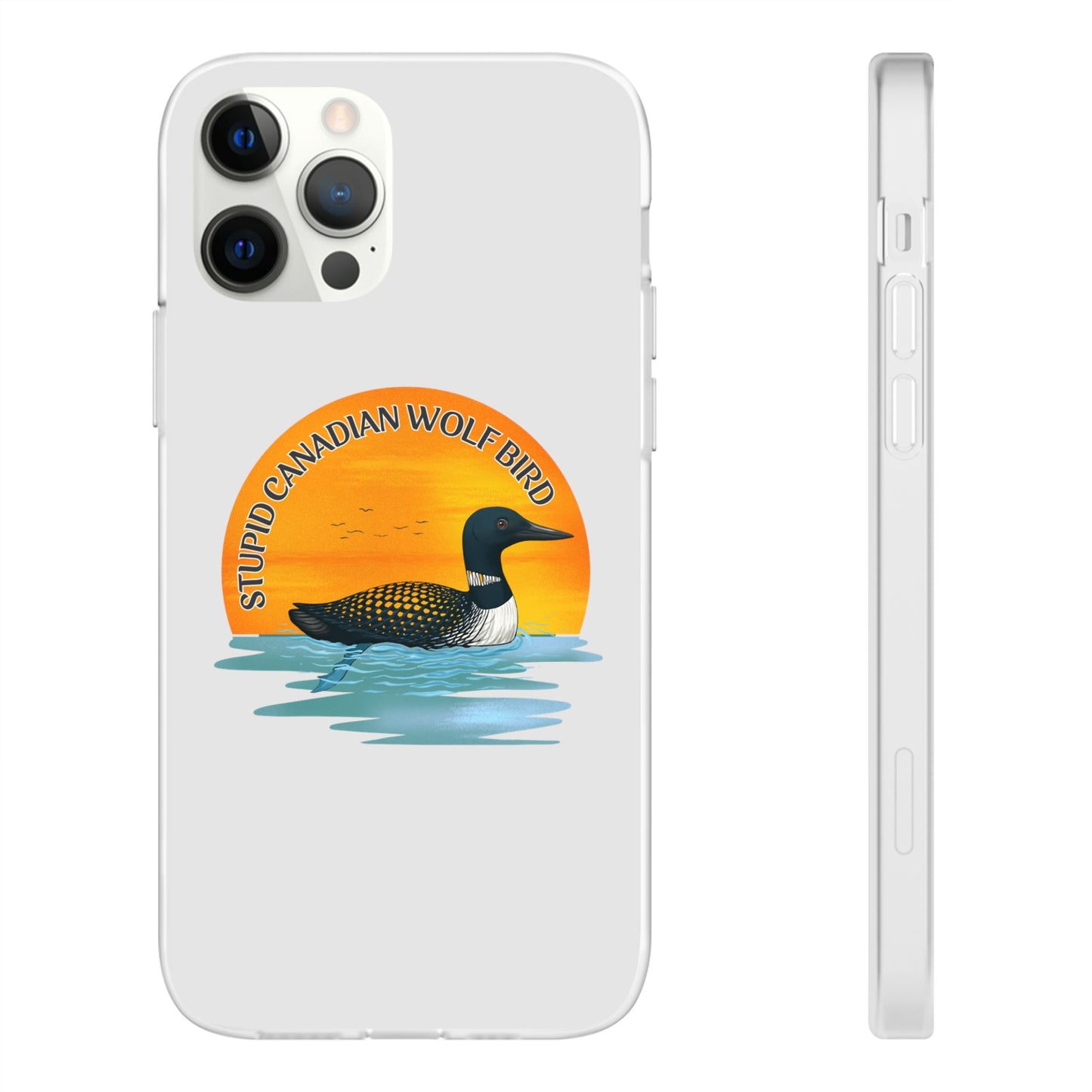 Stupid Canadian Wolf Bird Phone Case | Loon Sunset Hockey Design