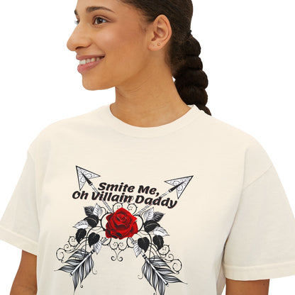 Smite Me, Oh Villain Daddy Women's Boxy Tee, Casual T-Shirt, Trendy Graphic Top, Fun Gift for Her, Cute Summer Shirt, Relaxed Fit Tee