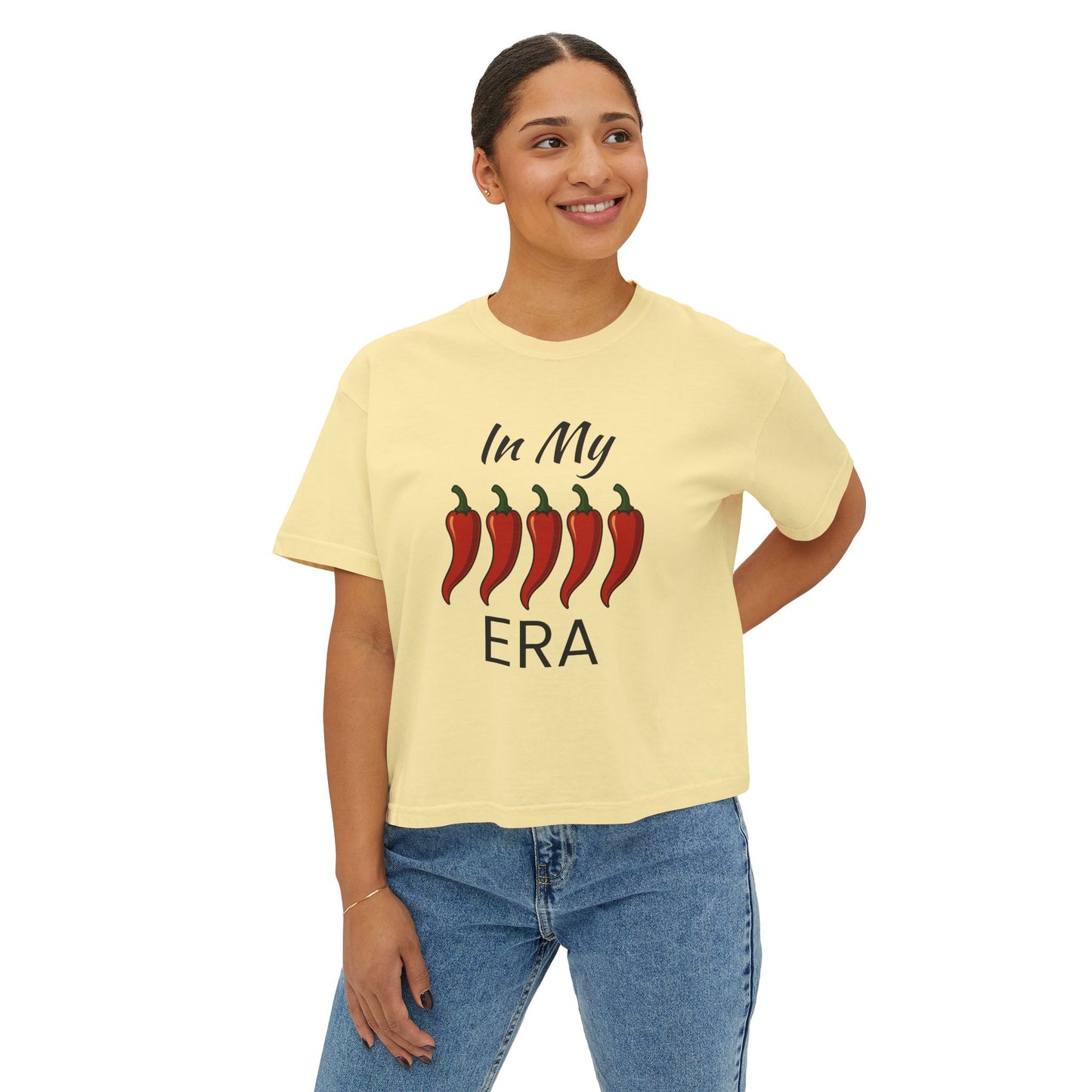 Spicy Vibes Women's Boxy Tee, Fun Stylish Shirt, Trendy Crop Top, Gift for Her, Casual Streetwear, Summer Tee