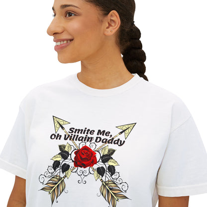 Smite Me, Oh Villain Daddy Women's Boxy Tee, Casual T-Shirt, Trendy Graphic Top, Fun Gift for Her, Cute Summer Shirt, Relaxed Fit Tee