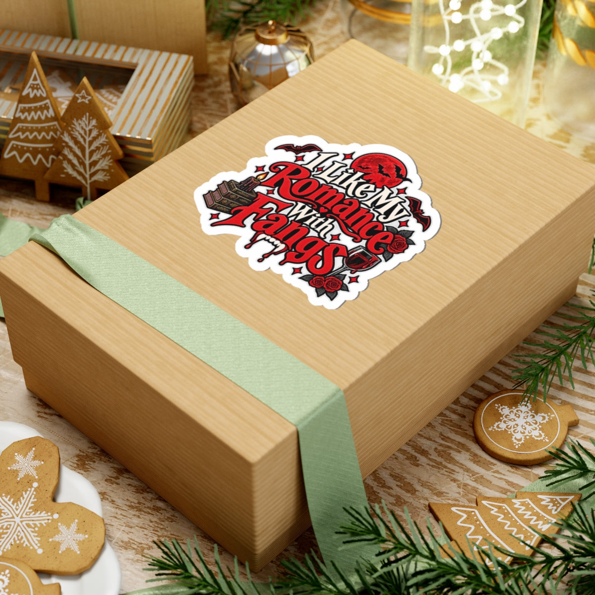 I Like My Romance With Fangs Sticker | Vampire Romance Decal