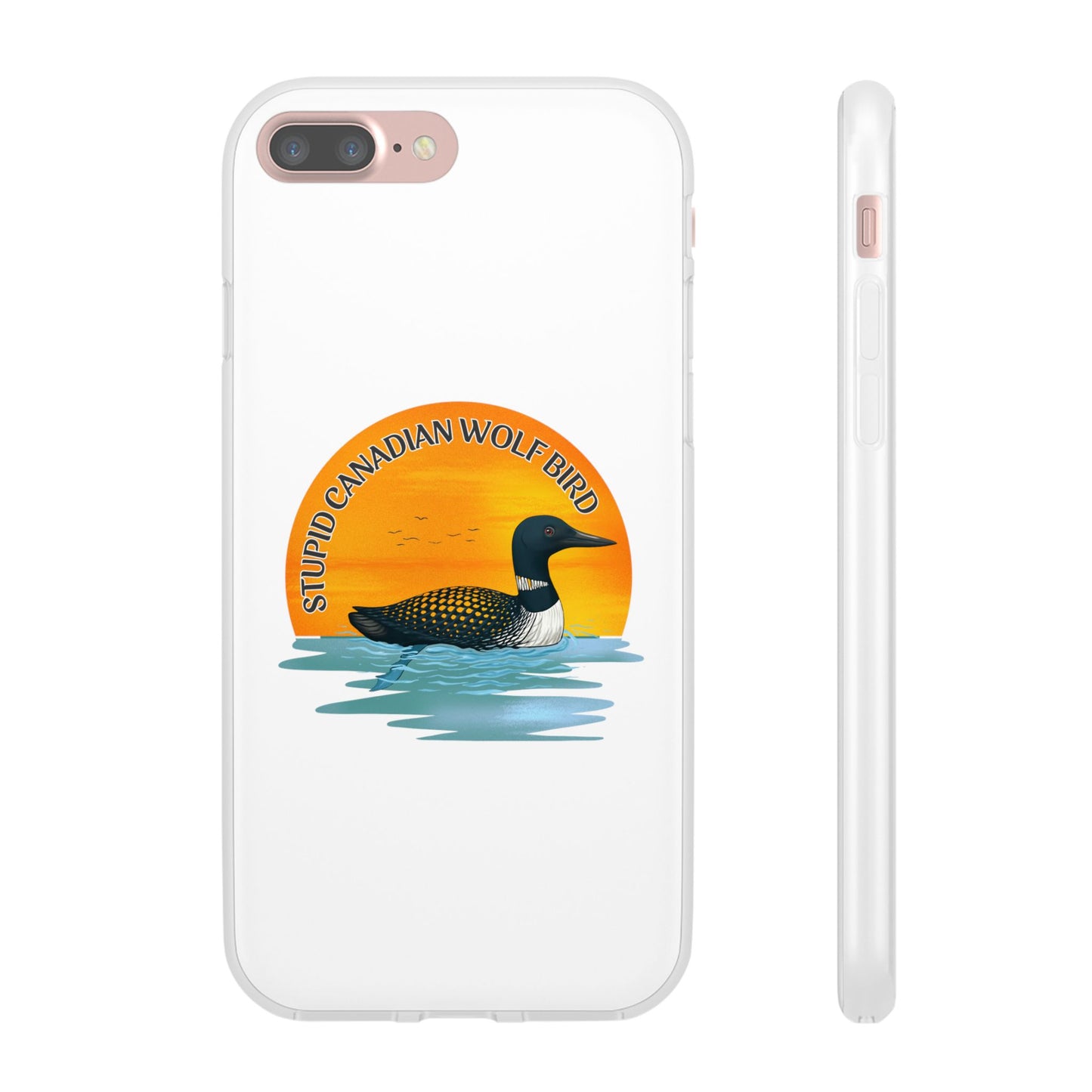 Stupid Canadian Wolf Bird Phone Case | Loon Sunset Hockey Design