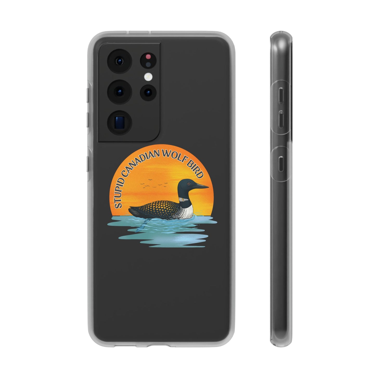 Stupid Canadian Wolf Bird Phone Case | Loon Sunset Hockey Design
