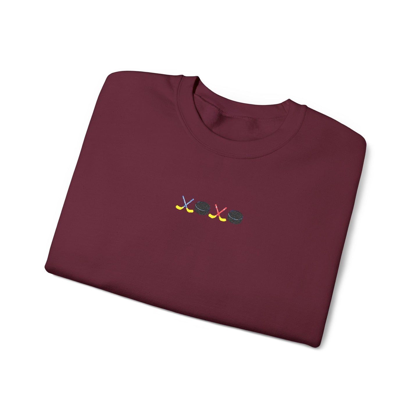 XOXO Hockey Crewneck Sweatshirt | Minimal Embroidered Cozy Pullover