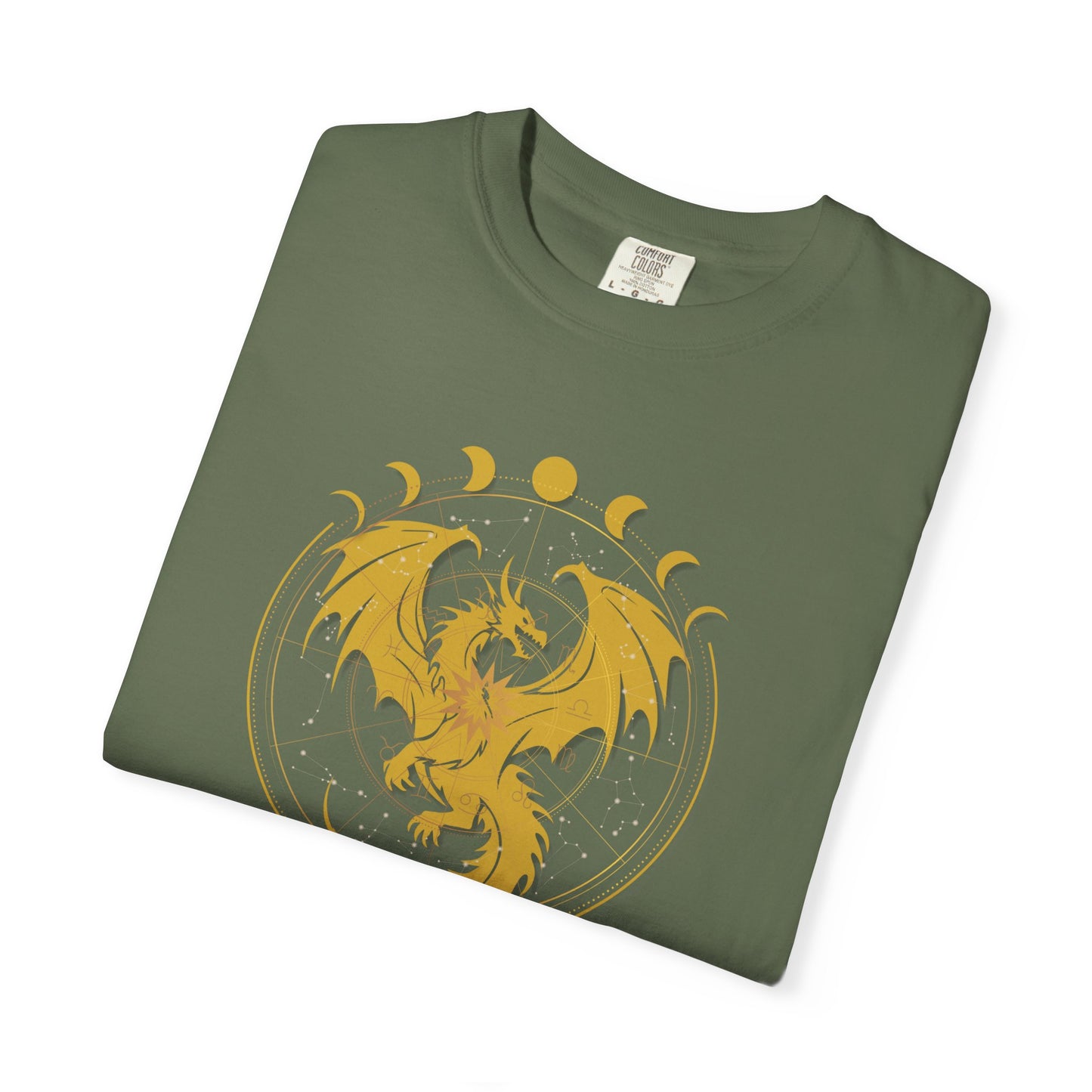 Dragons & Constellations Relaxed Fit Tee – Fantasy Dragon Moon Phase Shirt | Romantasy Reader Apparel