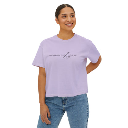 Morally Gray is My Love Language Women’s Boxy Tee - Love Message, Cute Casual Wear, Summer Top, Gift for Her, Everyday Style