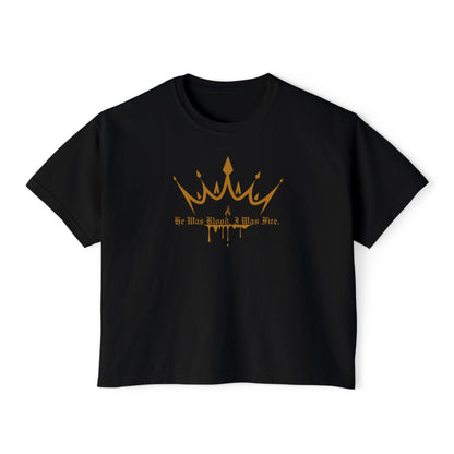 Women's Boxy Tee - 'He was Blood, I was Fire' by King of Battle and Blood by by Scarlett St. Clair