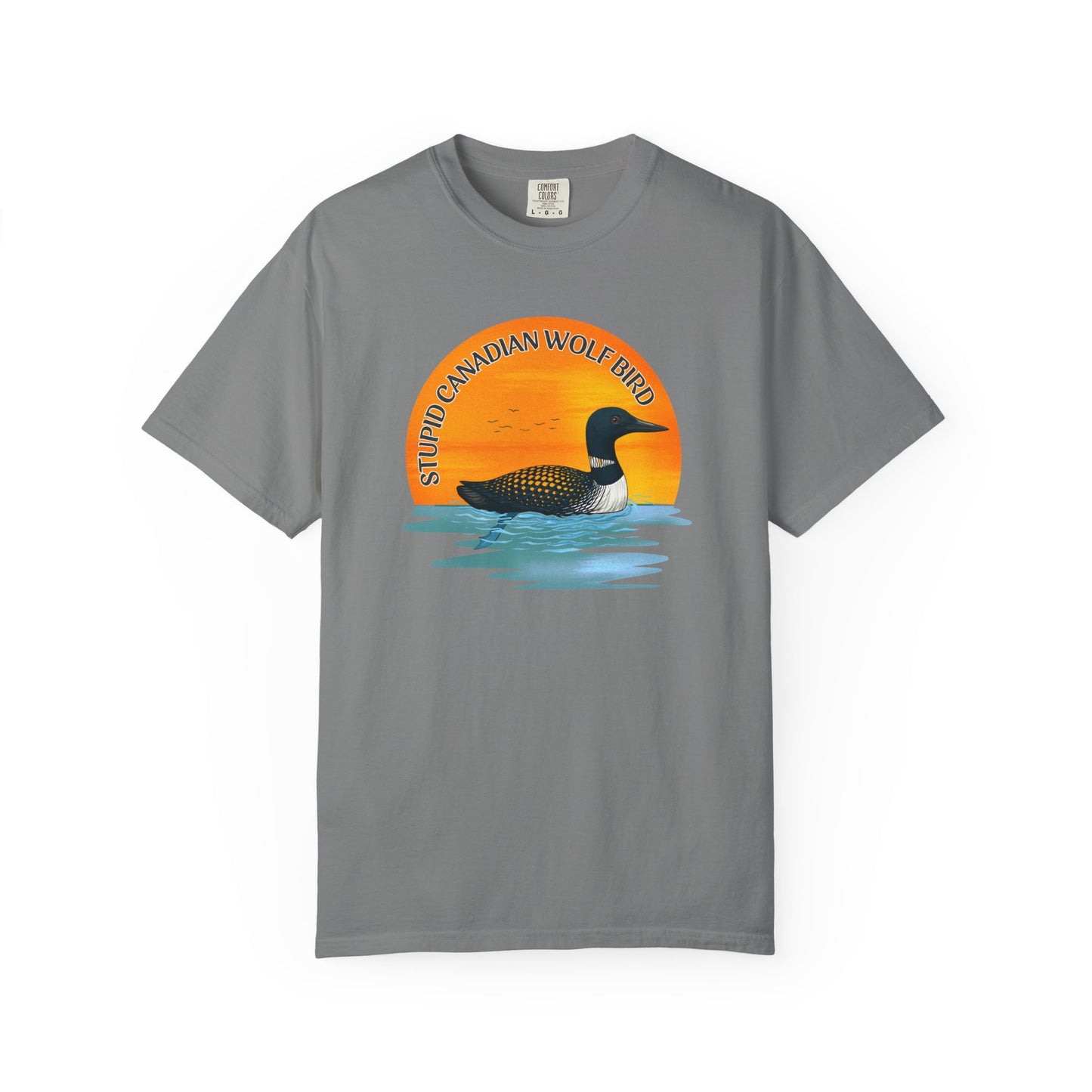 Stupid Canadian Wolf Bird Shirt | Loon Sunset Hockey Romance Tee