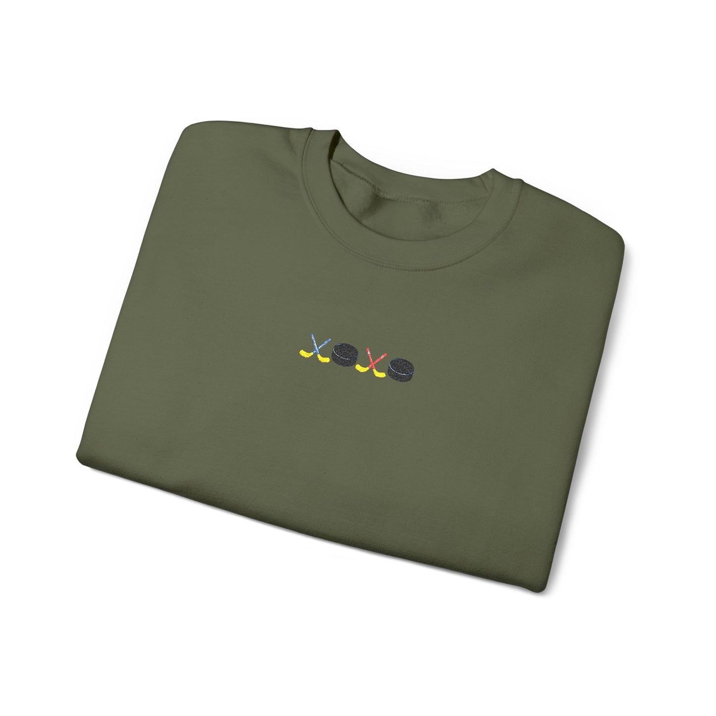 XOXO Hockey Crewneck Sweatshirt | Minimal Embroidered Cozy Pullover