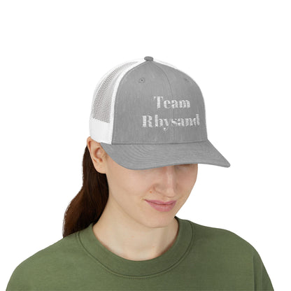 37912844159Team Rhysand Sparkly Trucker Hat Heather Grey/White  Mockup 2
