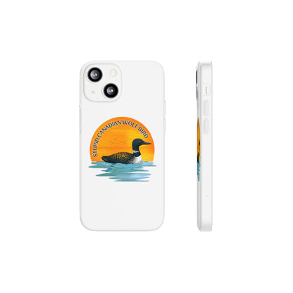 Stupid Canadian Wolf Bird Phone Case | Loon Sunset Hockey Design