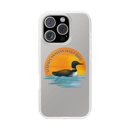 Stupid Canadian Wolf Bird Phone Case | Loon Sunset Hockey Design