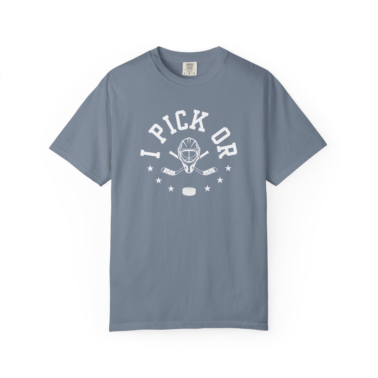 Hockey Romance Reader Tee | "I Pick Or" Goal Mask & Puck Design Relaxed Fit Shirt