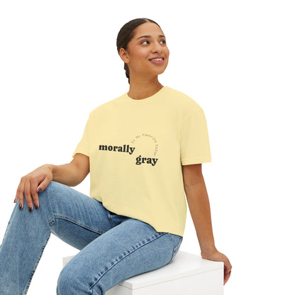 Morally Gray Women's Boxy Tee | Casual Graphic T-Shirt, Everyday Wear, Gift for Her, Minimalist Style, Comfy Tee