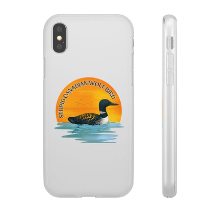 Stupid Canadian Wolf Bird Phone Case | Loon Sunset Hockey Design