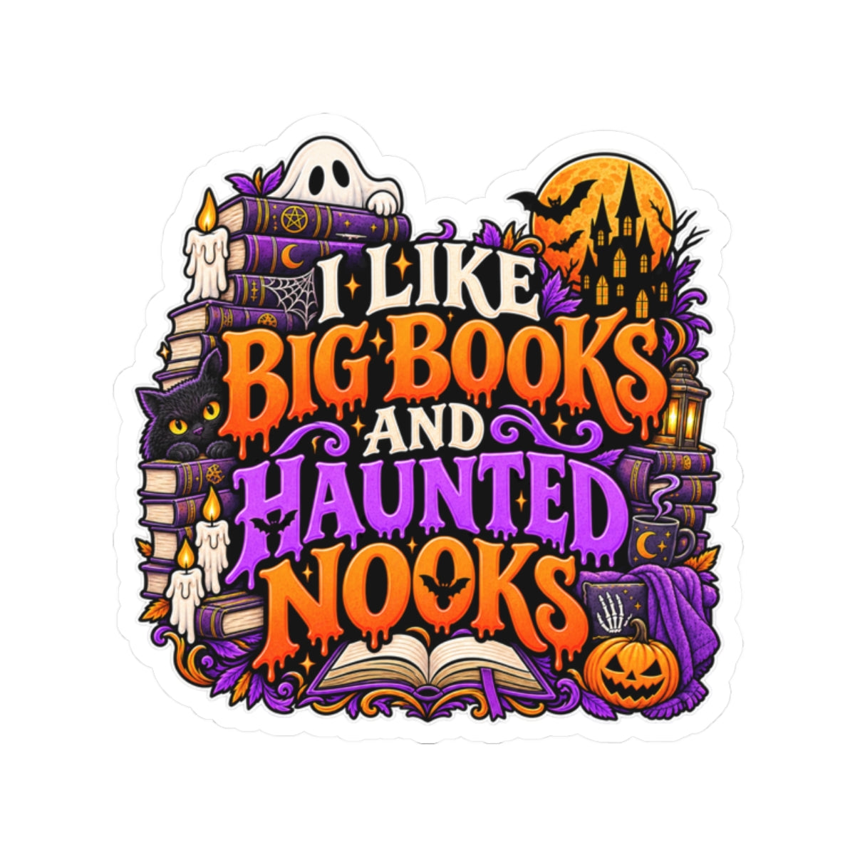 Big Books & Haunted Nooks Sticker | Halloween Reader Decal