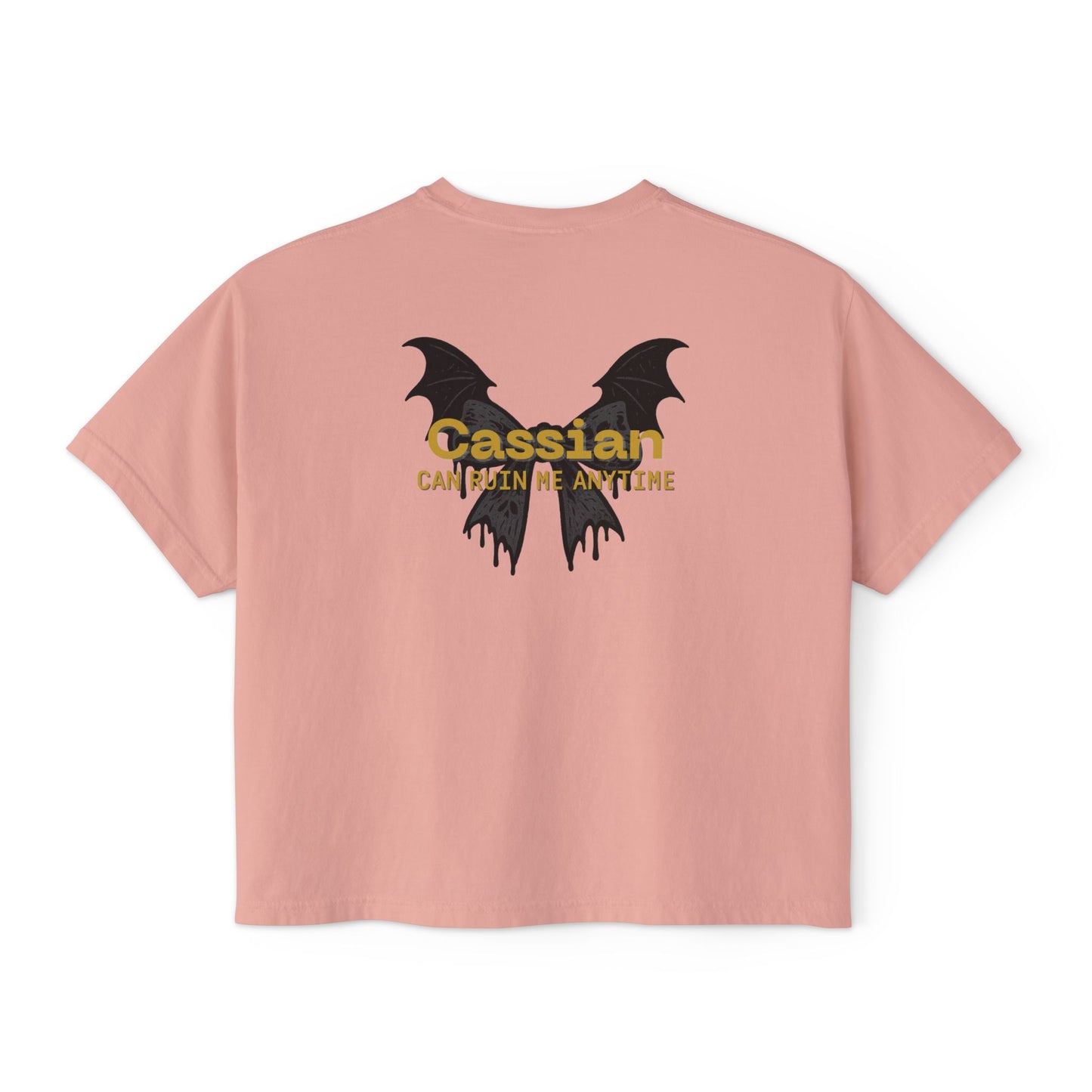 Trendy Women's Boxy Tee, 'Cassian Can Ruin Me', ACOTAR Series Fandom Shirt, Casual Fashion Top, Perfect for Everyday Wear, Goth Aesthetic Shirt