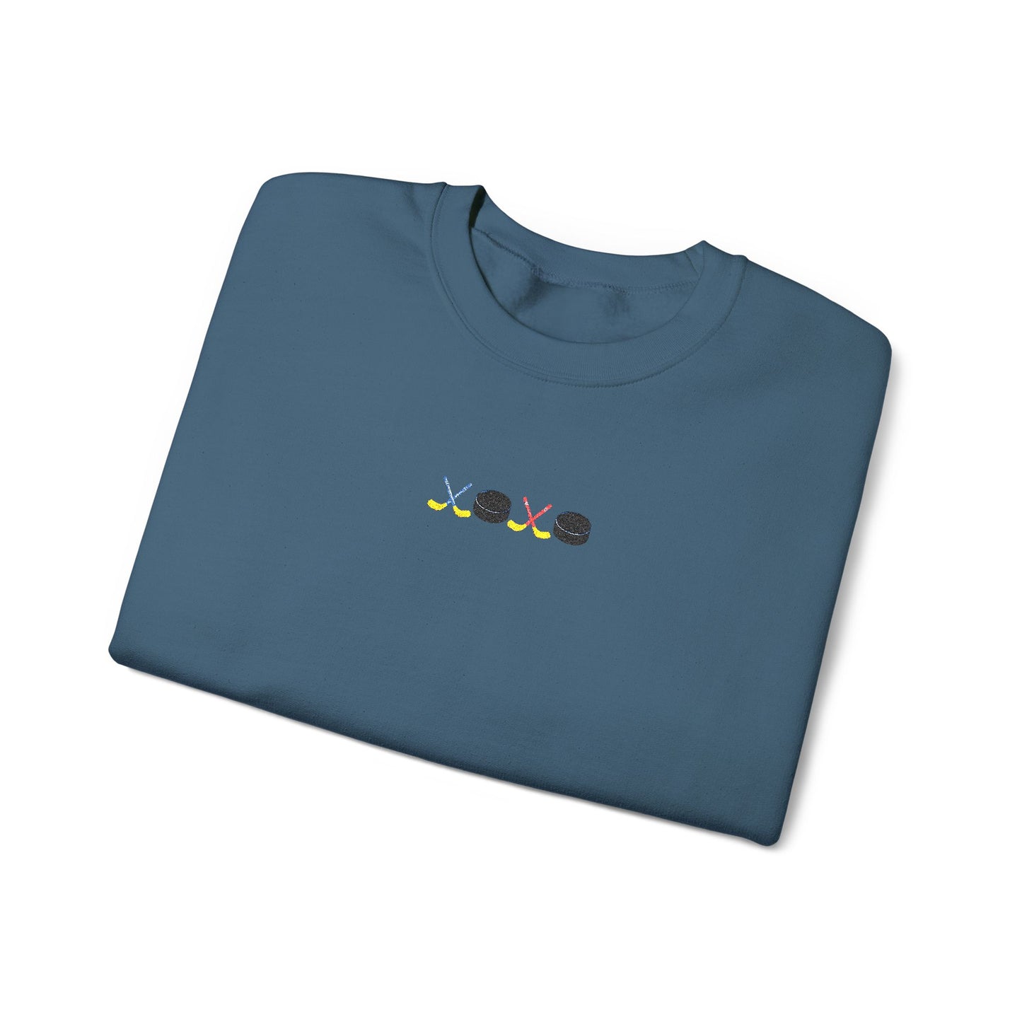 XOXO Hockey Crewneck Sweatshirt | Minimal Embroidered Cozy Pullover