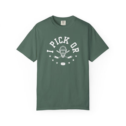 Hockey Romance Reader Tee | "I Pick Or" Goal Mask & Puck Design Relaxed Fit Shirt