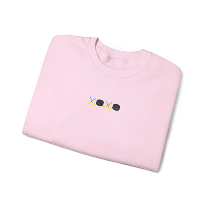 XOXO Hockey Crewneck Sweatshirt | Minimal Embroidered Cozy Pullover
