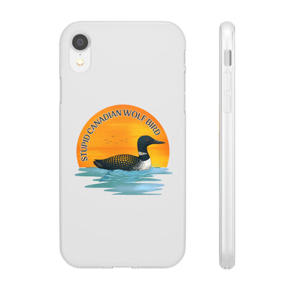 Stupid Canadian Wolf Bird Phone Case | Loon Sunset Hockey Design