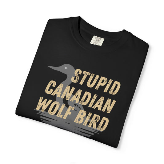 Stupid Canadian Wolf Bird Shirt | Hockey Romance IYKYK Reader Tee