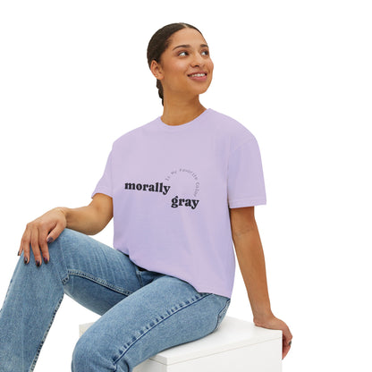 Morally Gray Women's Boxy Tee | Casual Graphic T-Shirt, Everyday Wear, Gift for Her, Minimalist Style, Comfy Tee