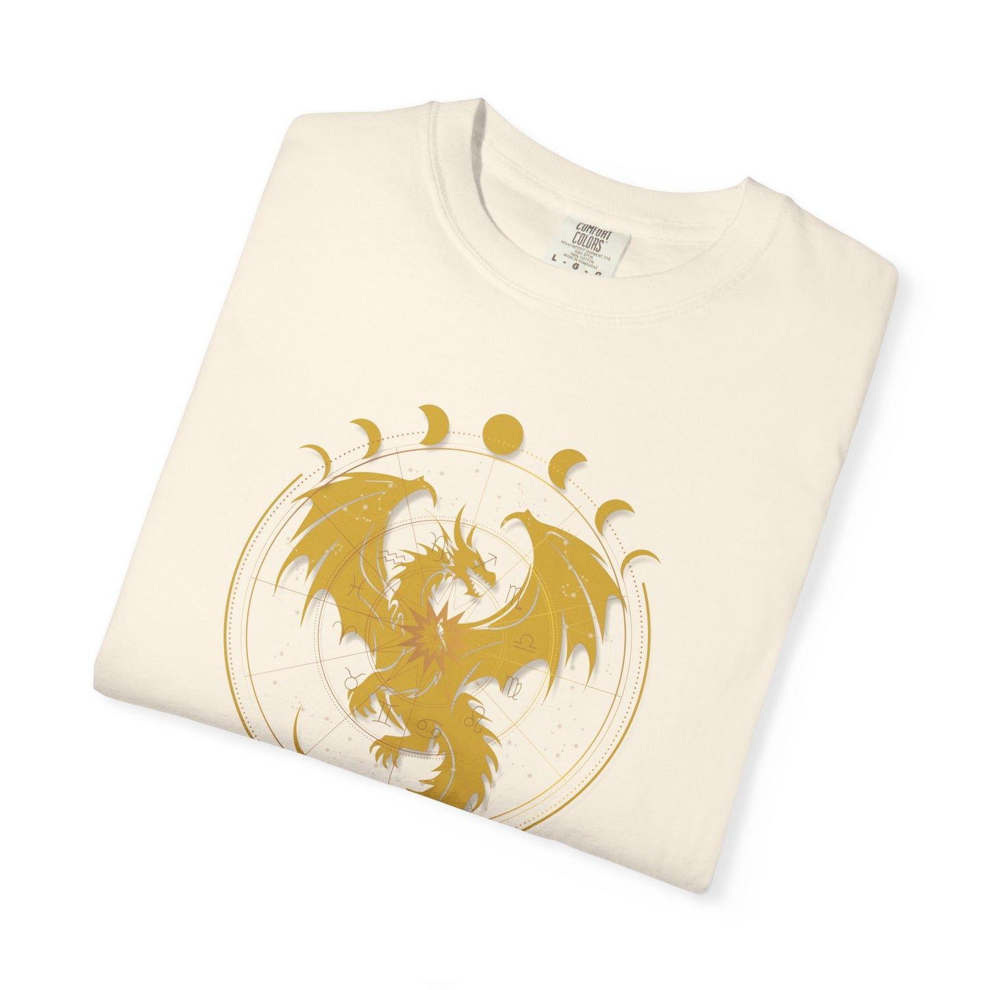 Dragons & Constellations Relaxed Fit Tee – Fantasy Dragon Moon Phase Shirt | Romantasy Reader Apparel