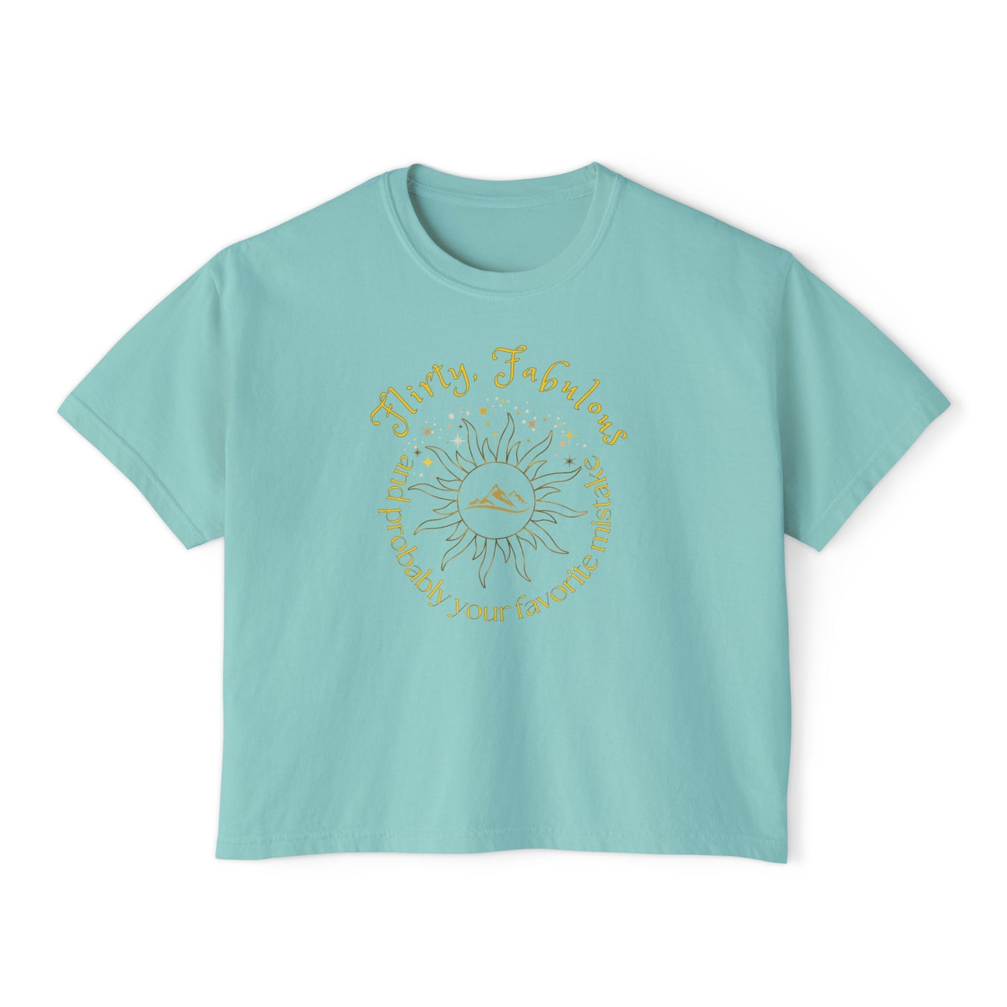 Women's Boxy Tee - HELION of the Day Court Book 'Flirty, fabulous, and probably your favorite mistake'