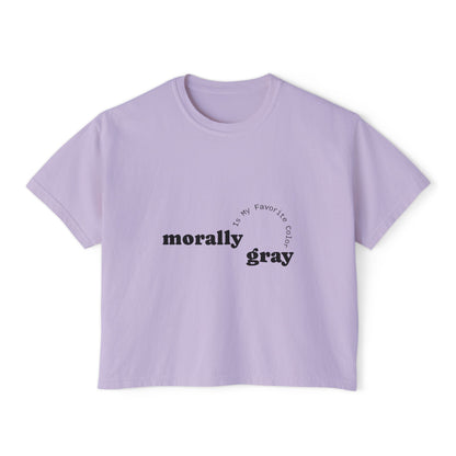 Morally Gray Women's Boxy Tee | Casual Graphic T-Shirt, Everyday Wear, Gift for Her, Minimalist Style, Comfy Tee