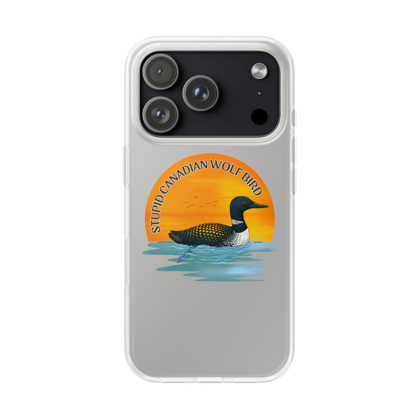 Stupid Canadian Wolf Bird Phone Case | Loon Sunset Hockey Design