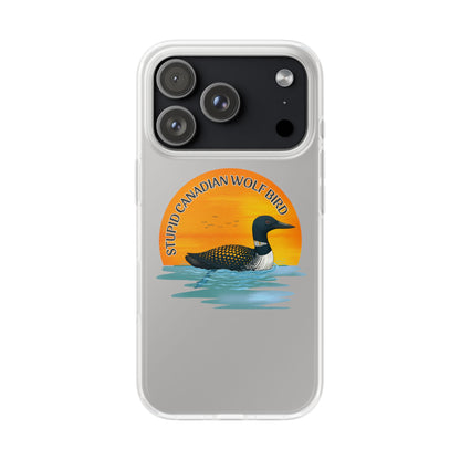 Stupid Canadian Wolf Bird Phone Case | Loon Sunset Hockey Design