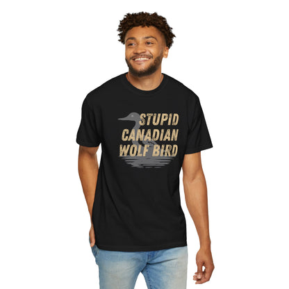 Stupid Canadian Wolf Bird Shirt | Hockey Romance IYKYK Reader Tee