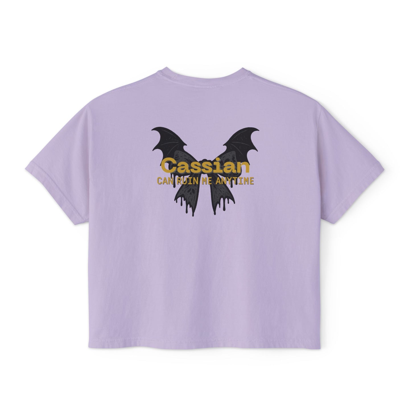 Trendy Women's Boxy Tee, 'Cassian Can Ruin Me', ACOTAR Series Fandom Shirt, Casual Fashion Top, Perfect for Everyday Wear, Goth Aesthetic Shirt