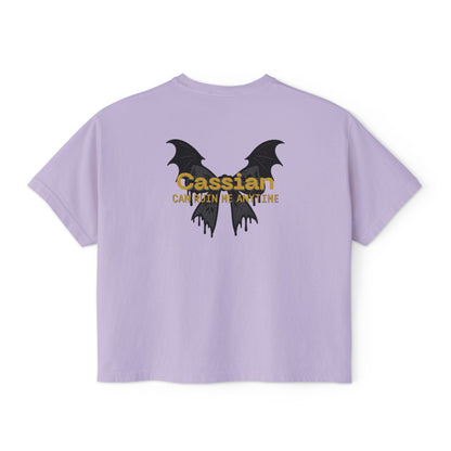 Trendy Women's Boxy Tee, 'Cassian Can Ruin Me', ACOTAR Series Fandom Shirt, Casual Fashion Top, Perfect for Everyday Wear, Goth Aesthetic Shirt