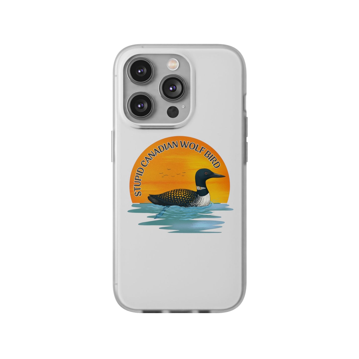 Stupid Canadian Wolf Bird Phone Case | Loon Sunset Hockey Design