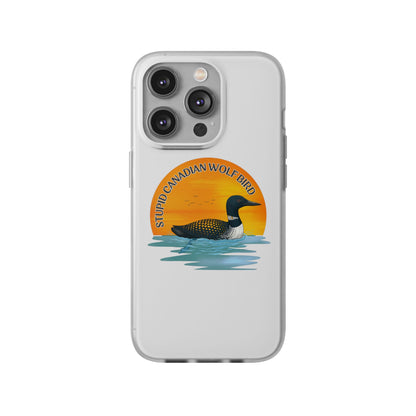 Stupid Canadian Wolf Bird Phone Case | Loon Sunset Hockey Design