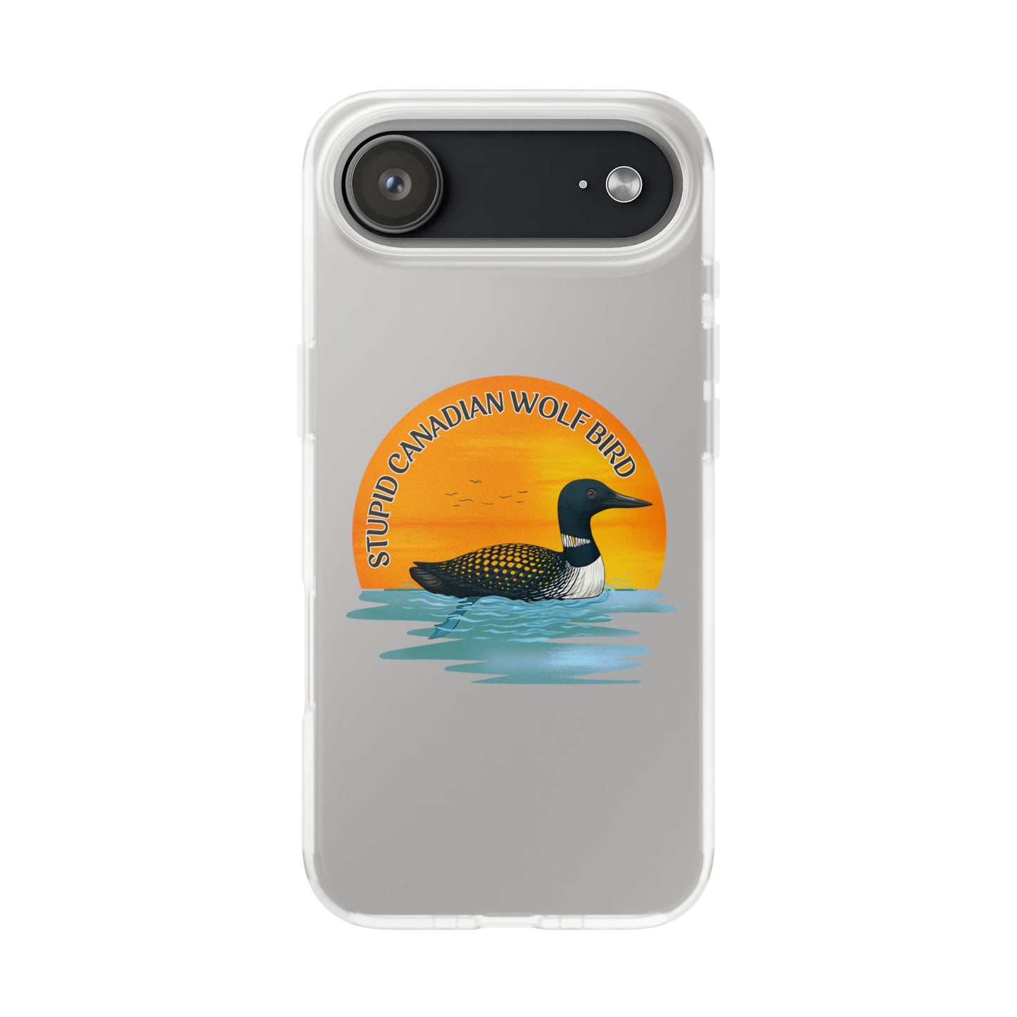 Stupid Canadian Wolf Bird Phone Case | Loon Sunset Hockey Design