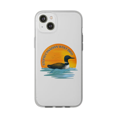 Stupid Canadian Wolf Bird Phone Case | Loon Sunset Hockey Design
