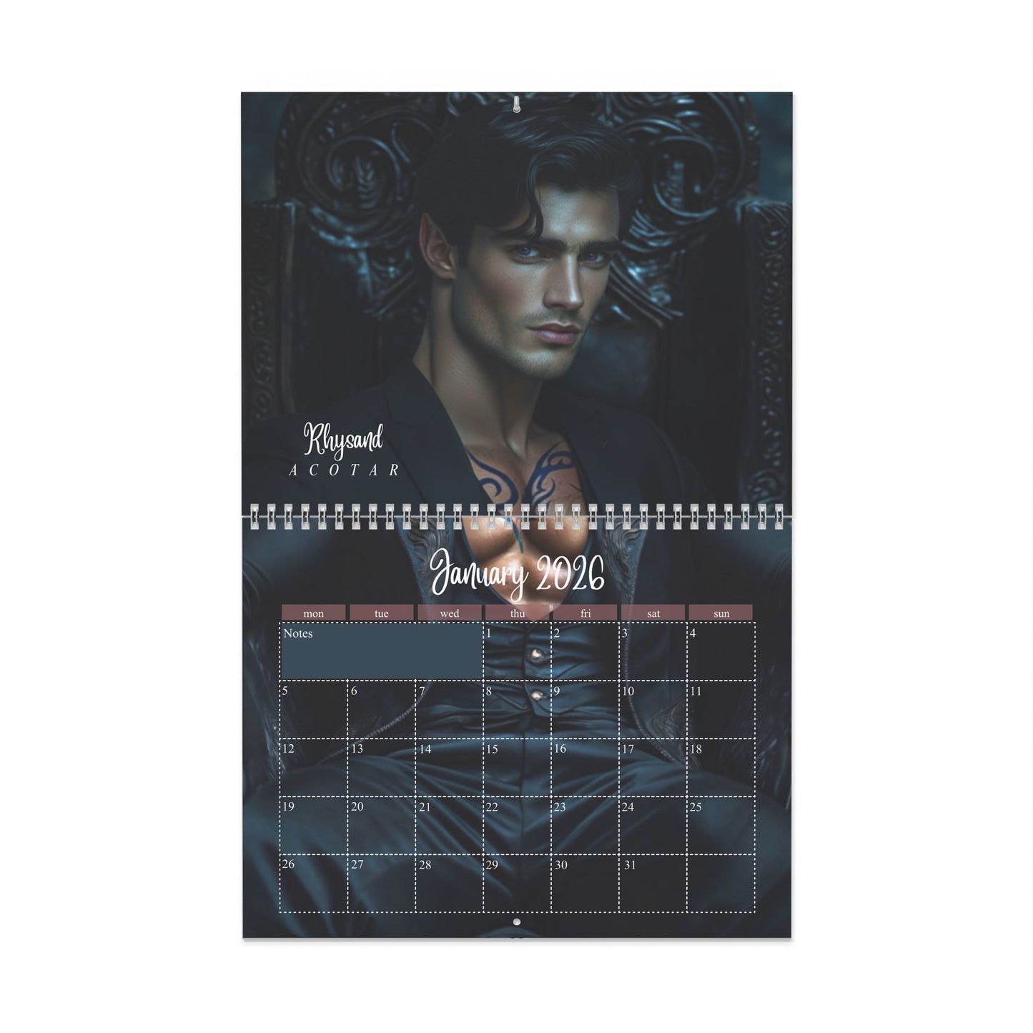 My Book Boyfriends 2026 Wall Calendar – Romantasy & BookTok Art Calendar