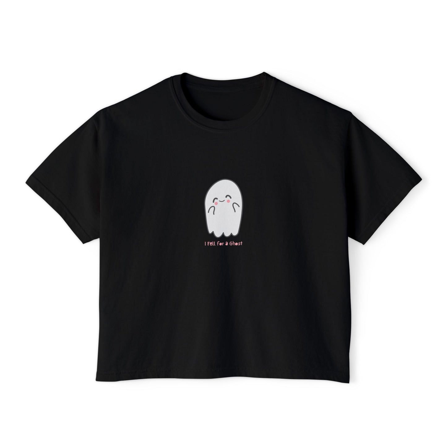 'I fell for a Ghost' Halloween Graphic Women's Boxy Tee - Cute & Comfy Casual Top